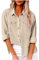 AMhomely Button Down Blouse Women Long Sleeve Oversized Shirt Casual Tops with Breast Pocket Solid Loose Office Work Tunic Tops Baggy Pullover Shirts Going Out Tees Shirts Holiday Vacation Beige XXL