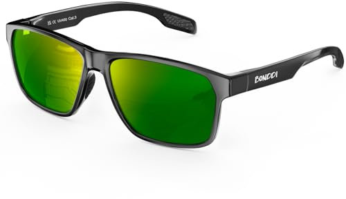 BONDDI Sunglasses Mens Womens Polarised UV400 Protection Sun Glasses Retro Designer Ultralight Sport Sunglasses for Driving Fishing Running Green