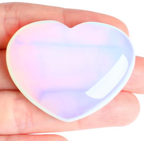 AWARDSEN 45 mm Groß Opal Herz Kristalle Edelsteine Geschenke für Frauen, Reiki Heilsteine Handschmeichler Stein für Valentinstag, Geburtstage, Jahrestag, Muttertag und Thanksgiving Tag