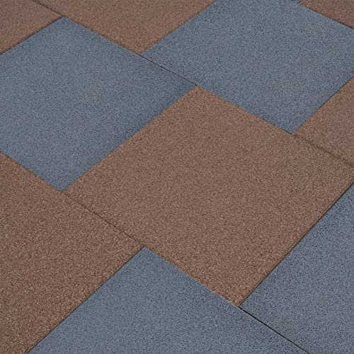 Bulliing Piastrelle Anticaduta 18 pz in Gomma 50x50x3 cm Grigie,Piastrelle in Legno di Acacia,per Pavimenti, con drenaggio, Piastrelle da Giardino