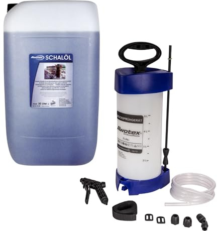AWOTEX Schalöl + Drucksprühgerät I 30 L Schalungsöl Beton & Asphalt inkl. Drucksprühgerät I Spezial-Trennmittel Beton mit 5L Drucksprüher für Schalöl, Pflanzen-Schutzmittel & Restfaserbindemittel