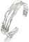 LILIE&WHITE Damen Armreif, Silberfarben, Offenes Design Mit Gehämmertem Muster, Eleganter Schmuck Für Alltag Und Besondere Anlässe, Verstellbar