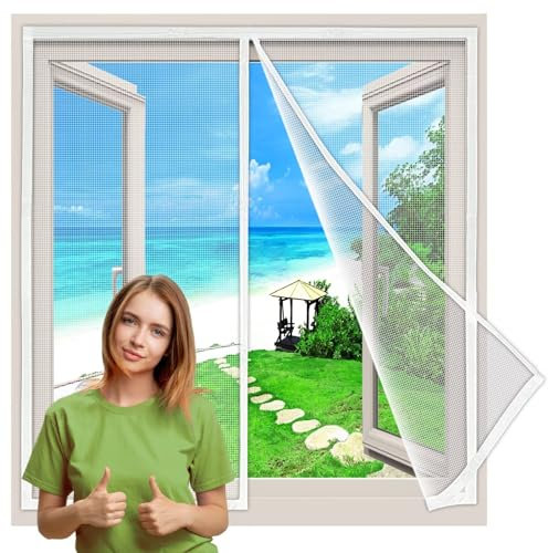 Zanzariera per finestra fai da te 135x90 cm, magnetica, colore protezione dagli insetti, finestra magnetica, zanzariera, per tenere zanzare, insetti, mosche Innovativo, Bianco