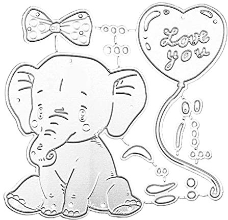 ZBIianxer Stanzschablone aus Karbonstahl, Motiv: Elefant, für Geburtstagskarten, Scrapbooking, Fotoalbum, Papier