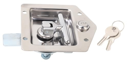 Heavy Duty Flush Mount Lock, Stainless Steel T Shaped Handle Lock with 2pcs Key for Car Door Box Truck Toolbox Distribution Control Cabinets TYJSF06