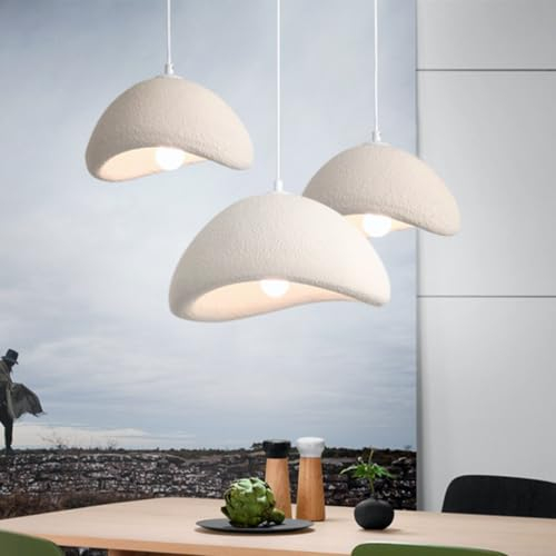 Lfoute Lámpara Colgante Wabi-sabi Creativo Luz Colgante Moderno Blanco Mate Estilo Nórdico Lámpara Colgante De Cemento E27 Lámpara De Araña Para Dormitorio Sala Comedor Cuarto De Niños Cocina,20cm