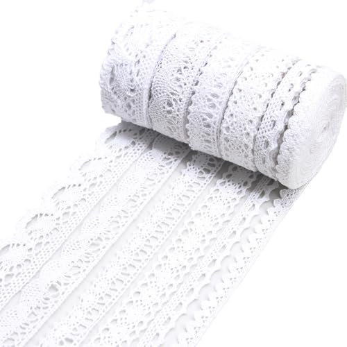 Jamsinmu Spitzenband 27 Meter Spitzenband im Vintage-Stil für Brauthochzeits Dekoration Weihnachtspaket Scrapbooking Geschenkbox White 01