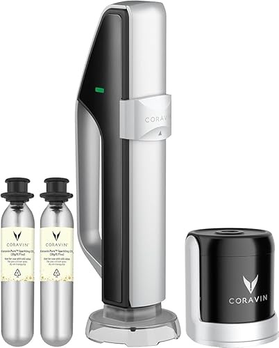 Coravin Sekt Konservierungssystem - Wein 4 Wochen konservieren - Weinsparer für Sekt - mit reinen Schaumwein CO2 Gas Kapseln - für Champagner und andere Schaumweine