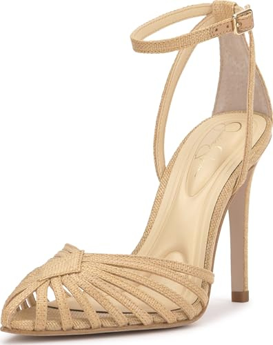 Jessica Simpson Paveri Strappy Caged Heeled Pump, Natural, 8.5