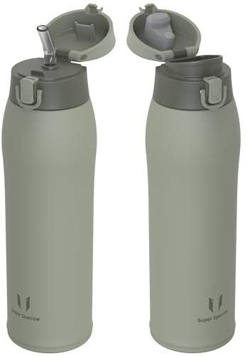 Sparrow Edelstahl Trinkflasche 950ml - Thermosflasche - 2 Deckel | Thermosflasche, BPA-Frei, Auslaufsicher, Thermobecher, Spülmaschinenfest, TwinSip, Sport, Outdoor Aktivitäten