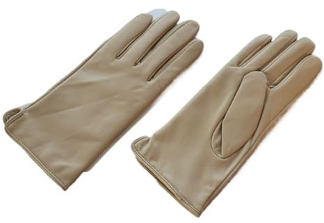 WENH Damenhandschuhe, klassisch, einfarbig, vielseitig, Leder, Frühlingsstrickfutter, Radfahren, Fahren, Herbst(Beige,7)