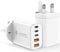 [2-Pack]52W USB C Charger Plug Fast Charge,5-Port USB iPhone 16 15 Charger Plug UK,USB-C Power Adapter Multi Wall Charger Type C Fast Charging Plug Hub for iPhone 16 15 14 13 12 11 Pro Max,Samsung
