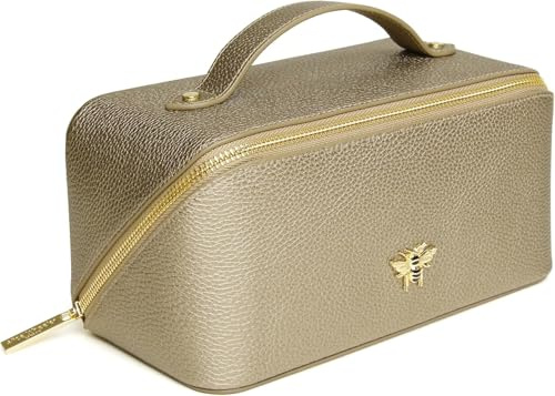 Luxury Beauty Case by Alice Wheeler London Train Case Vanity Toiletry Bag Make-Up Case for Ladies 3 Different Sizes ! (Bronze, Medium)