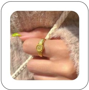 Xduargs Orologio Boho Anello Da Dito Oro Orologio Aperto Nocca Vintage Finto Orologio Avvolgere Orologio Regolabile Gioielli Impilabili Per Le Donne