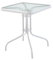 HERSIG - Mesa de Jardin Cuadrada de Acero y Vidrio Templado - Mesa Exterior Blanco 60x60x70 CM - Mesas de Terraza y Jardín Cuadradas Resistentes - Mesas para Verano Exterior con Cristal Texturizado