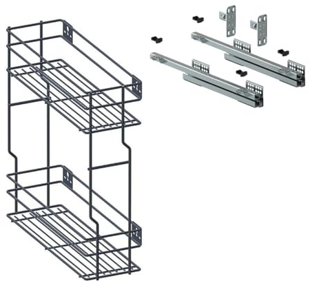 Unterschrankauszug Küchenauszug Schrankauszug mit Softclose Möbel 250mm ausführung Rechts Antrazit (250 Rechts)