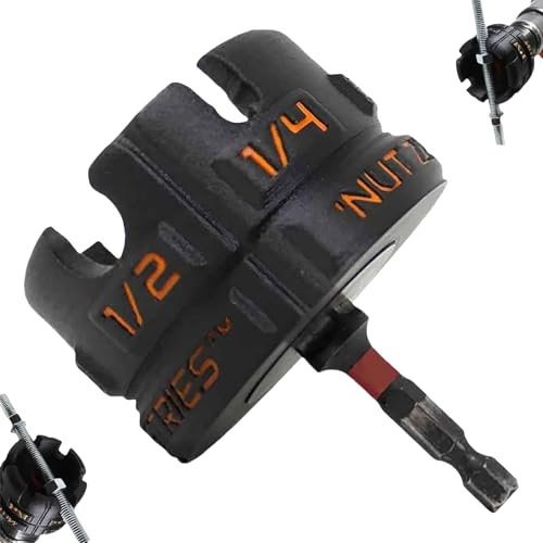 Nut Zipper Drill Attachment for Fast Nut and Bolt Removal, Hex Shank Nut Driver for 1/4″, 3/8″, 1/2″ Threaded Rods, Bolt and Wing Nut Extractor Tool for Conduit Racks (1)