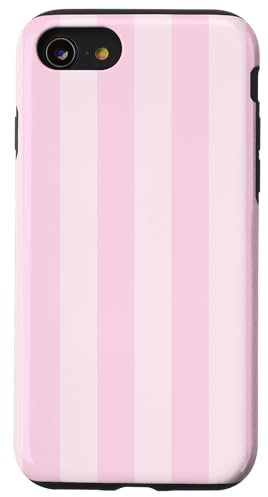 Joli motif monochromatique à rayures rose pastel Coque pour iPhone SE (2020) / 7 / 8