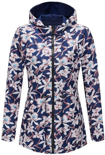 Cocila Giacca Leggera Reversibile Da Donna A Casual Impermeabile Esterno Stampato Scooter Invernale Giubbotto Lungo Elegante Cappotto Blu Elettrico Giubbotto Primaverile Gilet