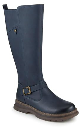 Pavers Casual Wedge Heel Long Boots - Navy Size 8
