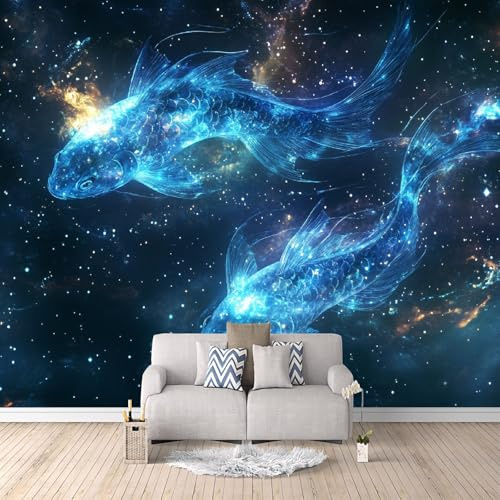 Zwölf Sternzeichen Fototapete Fische Vlies Tapeten Wandtapete 200 × 140 cm (B x H) Moderne Motiv Tapeten 3D Wanddeko Design Wand Dekoration Wohnzimmer Schlafzimmer