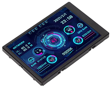 Écran LCD miniature de 3,5 pouces pour boîtier PC, affichage intégré de la température du système, facile dans le châssis, accessoire technique élégant et fonctionnel