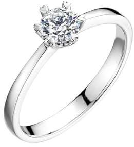 Wycian Verlobungsring Damen Nickelfrei Diamond Ring For Women Weißgold Platin Herzförmige Krappenfassung mit Rundem Diamanten Von 0,5 CT Größe 58 (18.5) Massiv, Nicht Plattiert Modern Abschluss