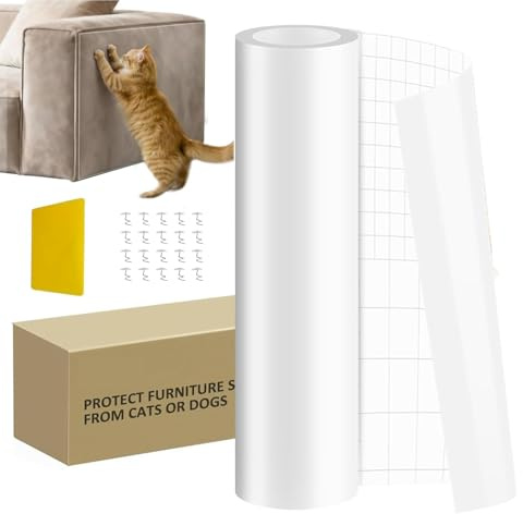42 cmx 5 m Protector Sofa Gatos Arañazo Protector de Sofa para Gatos Protectores de Sofá de Plástico para Mascotas Protector de Muebles Antiarañazos Sofa para Puerta, Pared, Sofá, Gabinete