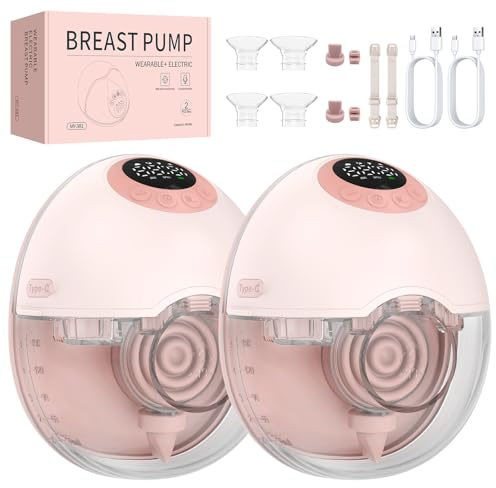 FUNYKICH Milchpumpe Elektrisch freihändig Tragbar Leiser BPA-frei (2PCS) | 4 Modi & 12 Stufen mit 19/21/24mm Flanschen, Milchmengen-Monitor, Auslaufsiche, 1200mAh-Akku, Milchpumpe für Arbeit Ausgehen
