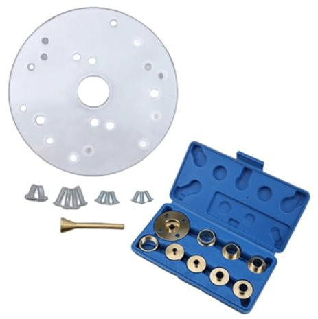 Placa base acrílica para enrutador con 10 bujes de guía métricos de latón (10 mm - 30 mm) y pin de centrado para enrutadores eléctricos, compatible con Porter-Cable serie 690/621