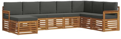 vidaXL Sofagarnituren 8 pcs Natur und Anthrazit Massivholz Akazie, Garten-Sofa, modernes Ecksofa, robuster Outdoor-Möbel für Terrasse und Lounge, Bequeme Sitzgarnitur