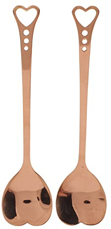 2 Stück herzförmige Kaffeelöffel, Edelstahl, ergonomischer Griff, kleine Teelöffel, Eisschaufel für Zuhause, Restaurant (Roségold)