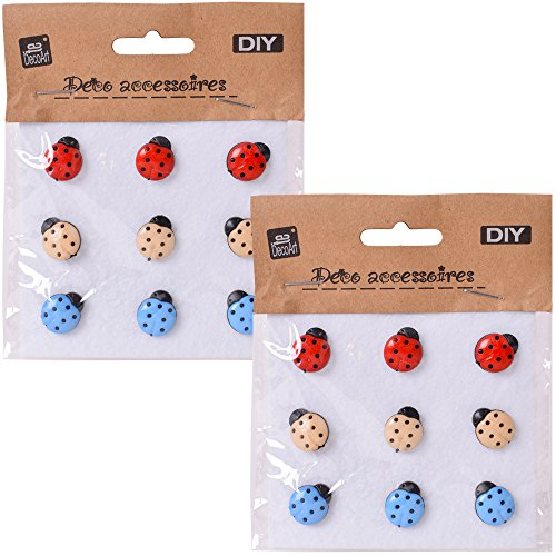 18 Stück DIY Zierknöpfe Ösenknöpfe Marienkäfer Käfer 14 mm bunte Knöpfe zum selber Basteln und Verzieren
