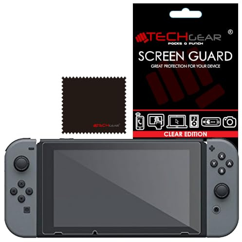 TECHGEAR [2 Pack Screen Protectors for Nintendo Switch, Clear LCD Screen Protector Guard Covers with Cleaning Cloth & Applicator Card