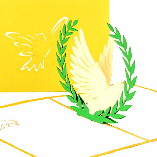 Pop Up Karte Weiße Taube - Karte zur Goldhochzeit, 3D Karte mit Umschlag zum Goldenen Jubiläum, Goldene Hochzeit, Taufe Geschenkgutschein