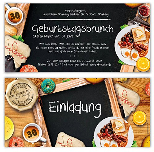 Kartenmachen.de Individuelle Geburtstag Einladungskarten zum Brunch Geburtstagsbrunch Einladungen mit Ihrem Text ab 10 Stück Sets