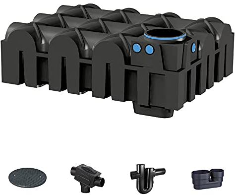 PREMIER TECH AQUA GmbH Zisterne 5000 Liter Profi Flachtank F-LINE mit Deckel, Filter, ber. Zulauf und Siphon - Kunststoff, Kunststoffzisterne, Komplettset