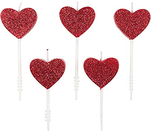 Kerzen Herzen Mit Glitter, Rot