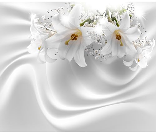decomonkey Fototapete Blumen Lilien 3D Effekt 400x280 cm XL Tapete Wandbild Bild Fototapeten Tapeten Wandtapete Abstrakt