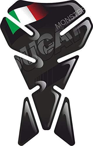 PARASERBATOIO ADESIVO, TANKPAD, TANKSCHUTZ, PROTECTION DE RESEVOIR, RESINATO EFFETTO 3D compatibile con DUCATI MONSTER 600 696 1200 620 CORSE BLACK