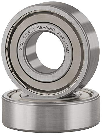 XiKe 2 Stück 6204 ZZ Kugellager 20x47x14mm Chromstahl und Doppelte Metalldichtung 6204Z Rillenkugellager mit Dichtungen