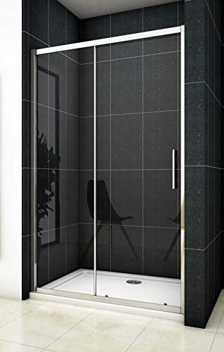 Aica Sanitär 140cm Duschtür Nischentür Duschabtrennung Schiebetür Höhe 190cm mit Duschwanne 140x90cm
