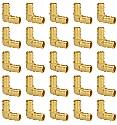 SUNGATOR Pex Fittings 1/2 Inch, 25-Pack 1/2 Pex 90 Degree Elbow, No Lead Brass, NSF, UPC Certified