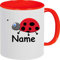 Shirtinstyle Kaffeepott, Tasse, Marienkäfer mit Wunschnamen, Wunschtext, Spruch Name Text Becher Mug Kaffeetasse, Tiere, Natur, Farbe rot