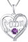 YL Mama Kette 925 Sterling Silber mit Februar Geburtsstein Amethyst Herzschlag Herz Liebe Anhänger für Damen Mutter, 45-48 cm