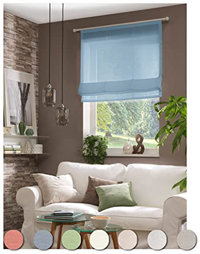 Neutex for you! Allure Raffrollo, Vorhang, Gardine, 140 x 140 cm, blau, Transparent
