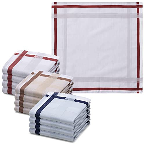 JEMIDI Pañuelos hombre de algodón - Juego 12x pañuelos tela hombre de colores para bolsillo nariz para caballero - Pañuelos de tela cuadrados 40x40 cm - Lavables a máquina