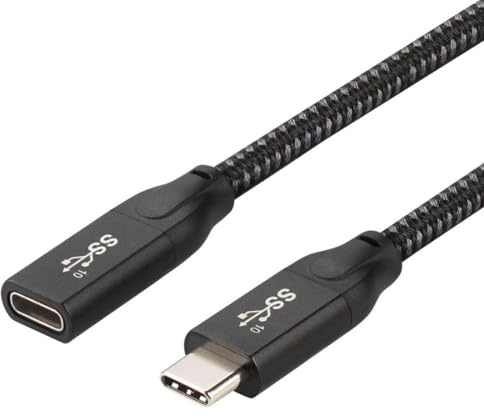 chenyang USB C Nylon Braided Cable, USB 3.1 Gen 2 Type C Male to Female Data Transfer Fast Charging Extension Cable 1.97FT/0.6M