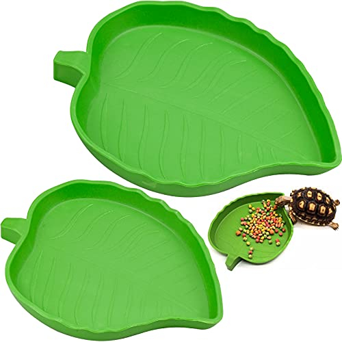 YUENX Lot de 2 Feuilles en Forme de Nourriture en Eau Bols Reptiles Bol Alimentaire Reptiles Bol Alimentation Reptiles Bols Reptiles Bols Petits Reptiles pour Reptiles, Serpents, Tortue, lézards