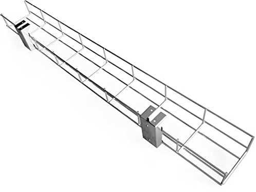 Allcam ART80MT 80cm Office Desk Cable Tray Galvanized Steel Mesh Basket w/Metal Under-desk Mounting Brackets (Made in the UK)